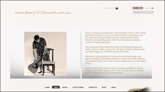 rory odonnel 20 Original Solutions for a Musician’s Flash Website 