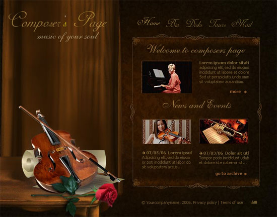 websitetemplates 20 Original Solutions for a Musician’s Flash  Website 