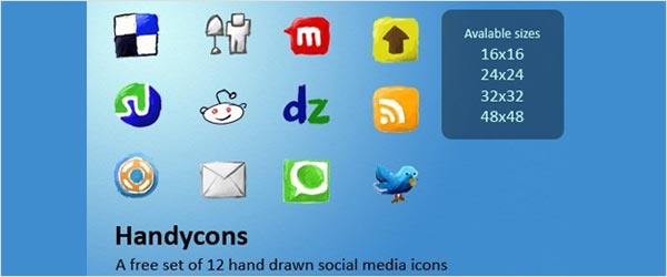 Handycons – hand drawn social media icon set fsmis 03 30 Free Social Media Icon Sets For Bloggers